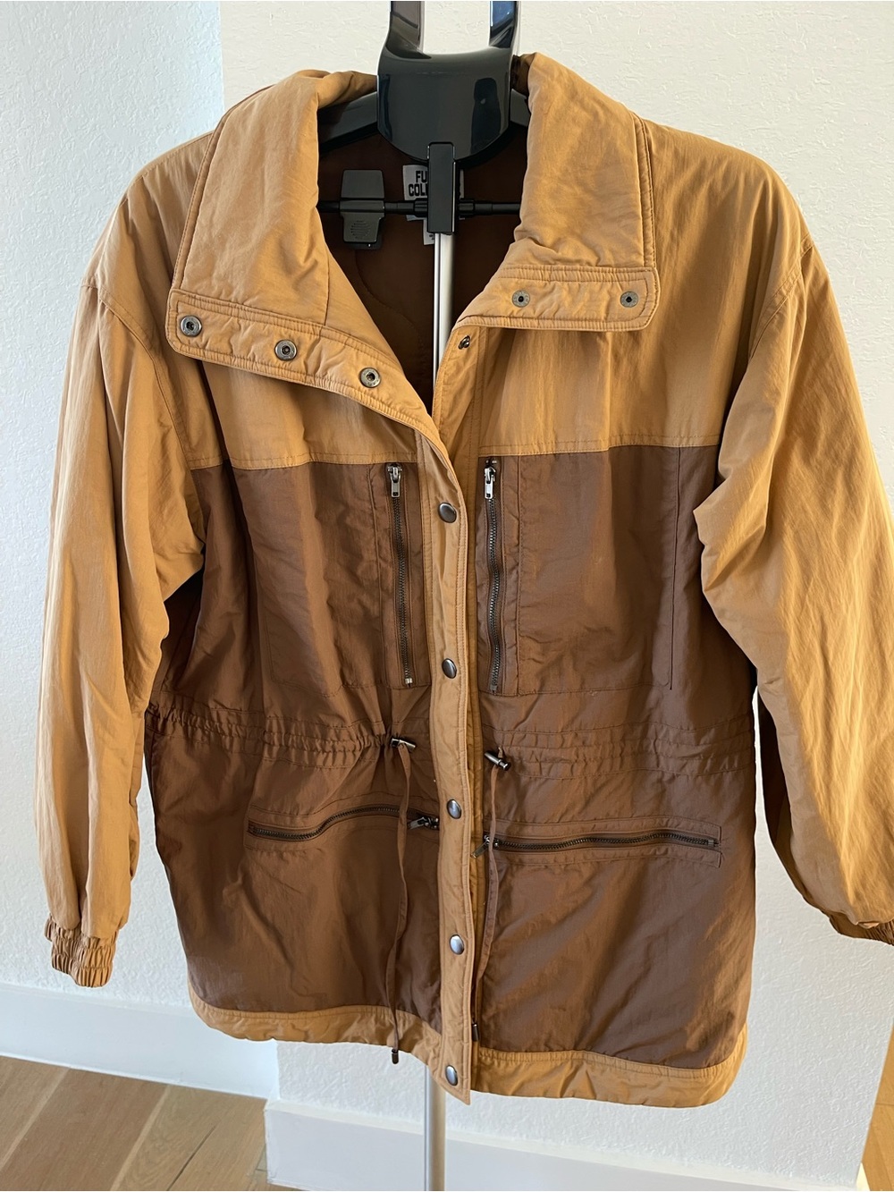 Two-Tone Brown Utility Jacket - Casual Outdoor Coat